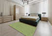 Patterned Olive Green Rug in a Bedroom, pat3790brn