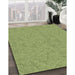 Patterned Olive Green Rug in Family Room, pat3790brn