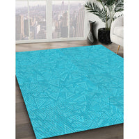 Patterned Deep Sky Blue Rug, pat3790lblu