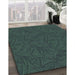 Patterned Sea Green Rug in Family Room, pat3791grn