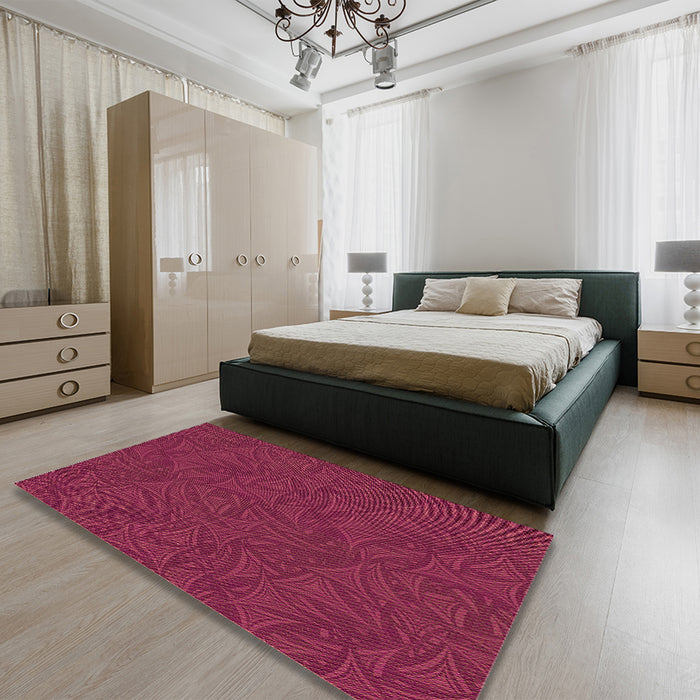 Patterned Crimson Red Rug in a Bedroom, pat3791org