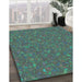 Machine Washable Transitional Mint Green Rug in a Family Room, wshpat3792lblu