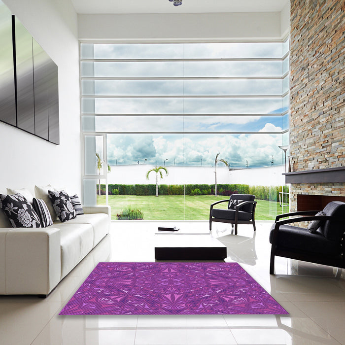 Machine Washable Transitional Crimson Purple Rug in a Kitchen, wshpat3794pur