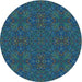 Square Machine Washable Transitional Deep-Sea Blue Rug in a Living Room, wshpat3795lblu