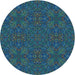 Square Patterned Deep-Sea Blue Rug, pat3795lblu