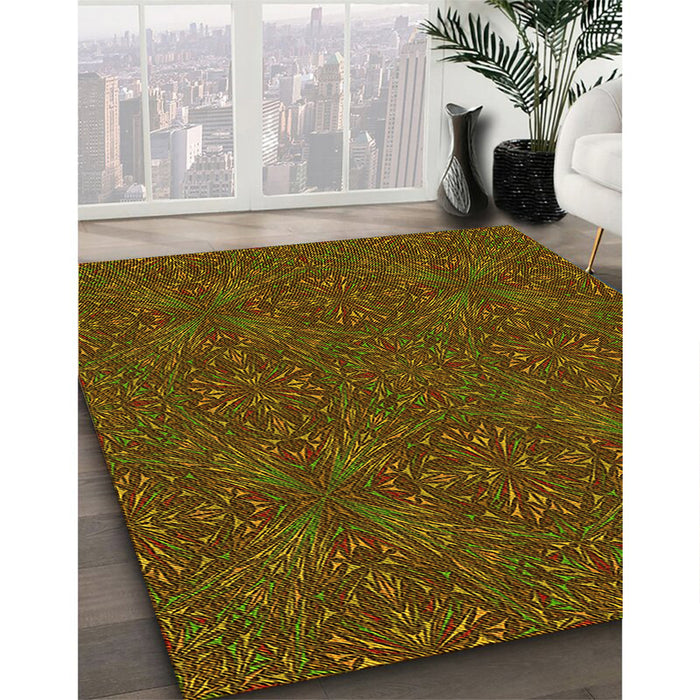 Machine Washable Transitional Red Brown Rug in a Family Room, wshpat3795yw
