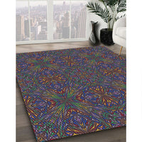 Patterned Purple Lily Purple Modern Rug, pat3795