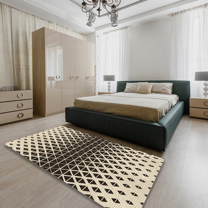 Patterned Milk Chocolate Brown Rug in a Bedroom, pat3798brn