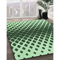 Patterned Dark Forest Green Rug, pat3798grn