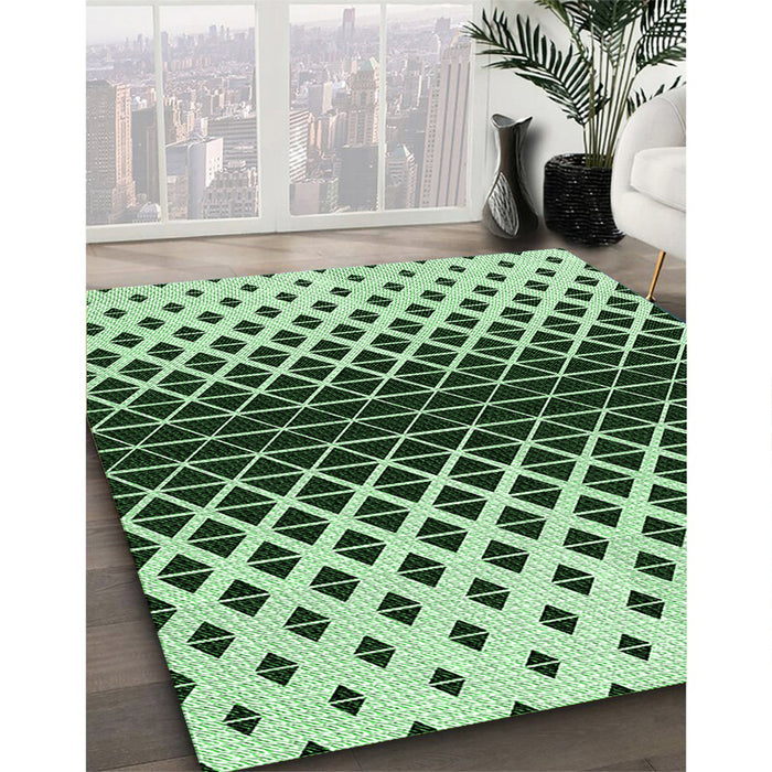 Patterned Dark Forest Green Rug in Family Room, pat3798grn