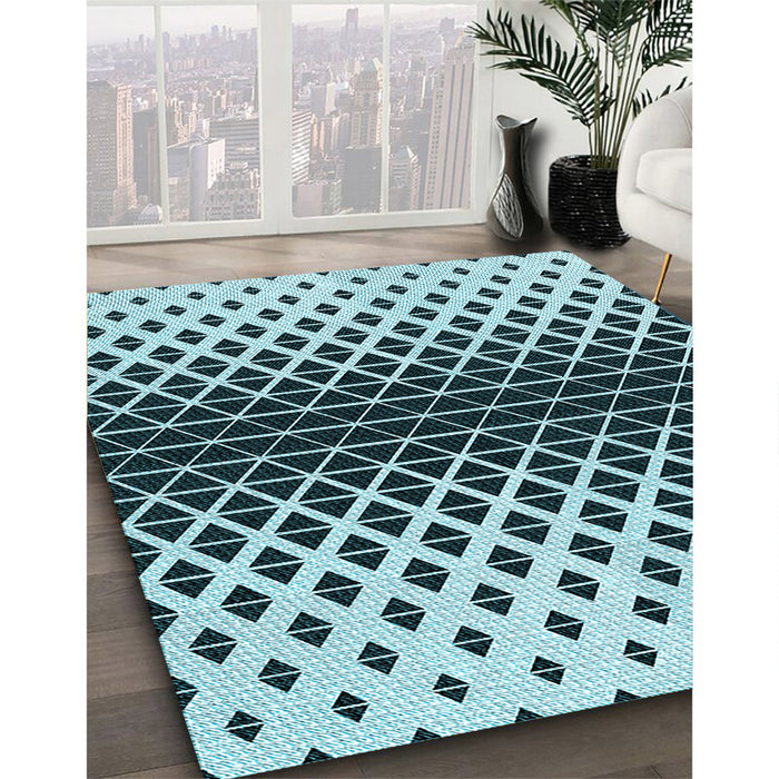 Machine Washable Transitional Medium Teal Green Rug in a Family Room, wshpat3798lblu