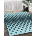 Machine Washable Transitional Medium Teal Green Rug in a Family Room, wshpat3798lblu