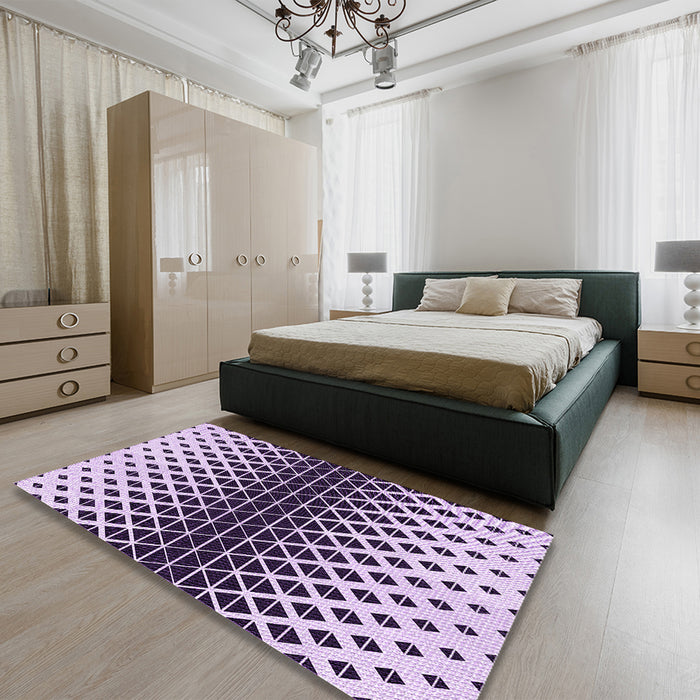 Patterned Blossom Pink Rug in a Bedroom, pat3798pur