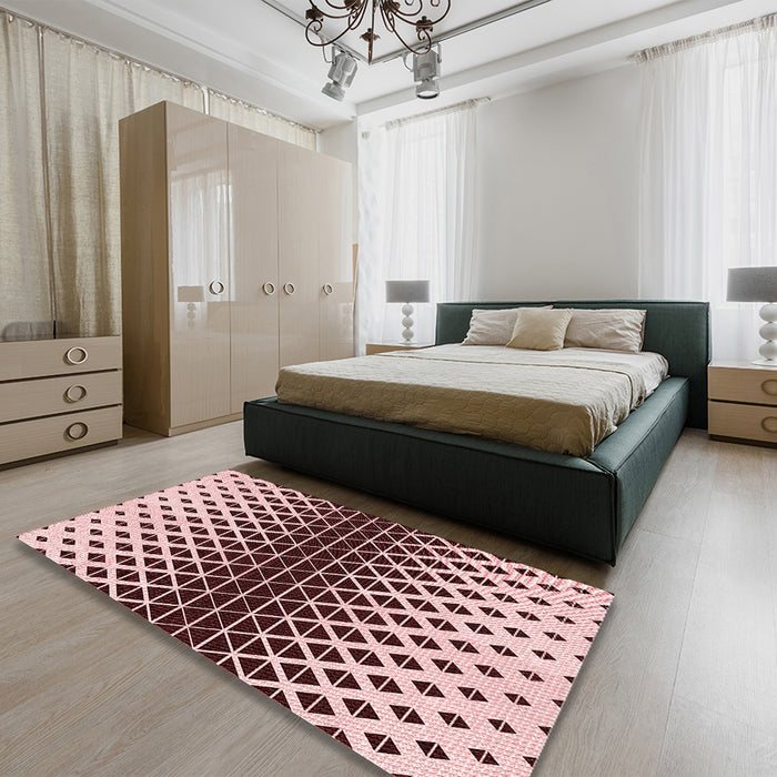 Patterned Pink Rug in a Bedroom, pat3798rd