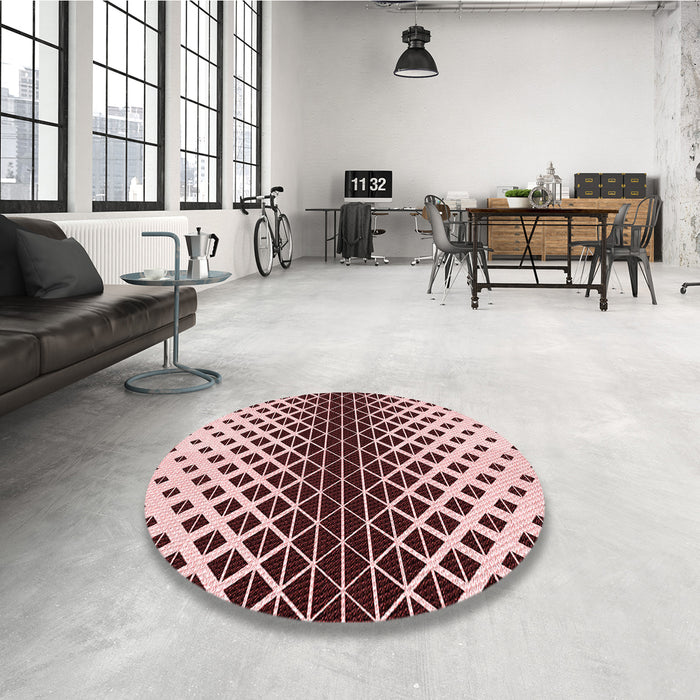 Round Patterned Pink Rug in a Office, pat3798rd