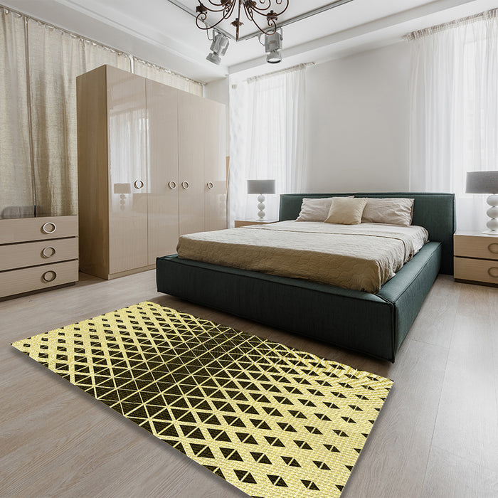 Patterned Bakers Brown Rug in a Bedroom, pat3798yw