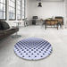 Round Patterned Lavender Blue Rug in a Office, pat3799blu