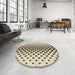 Round Patterned Vanilla Gold Rug in a Office, pat3799brn