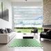 Square Patterned Mint Green Rug in a Living Room, pat3799grn