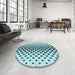 Round Patterned Electric Blue Rug in a Office, pat3799lblu