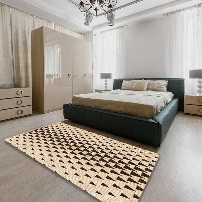 Patterned Sienna Brown Rug in a Bedroom, pat3799org