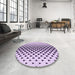 Round Patterned Bright Grape Purple Rug in a Office, pat3799pur