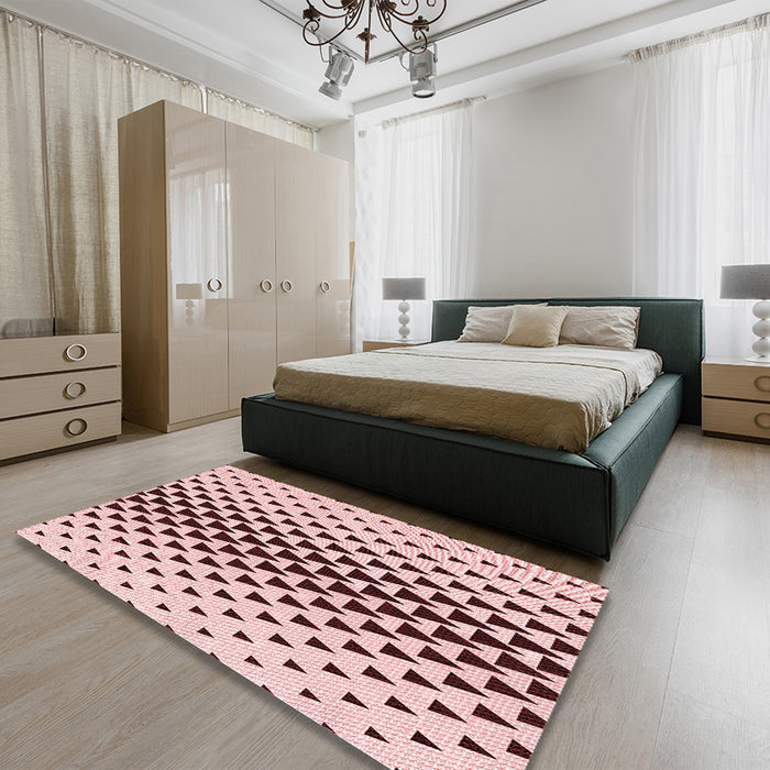 Patterned Light Rose Pink Rug in a Bedroom, pat3799rd
