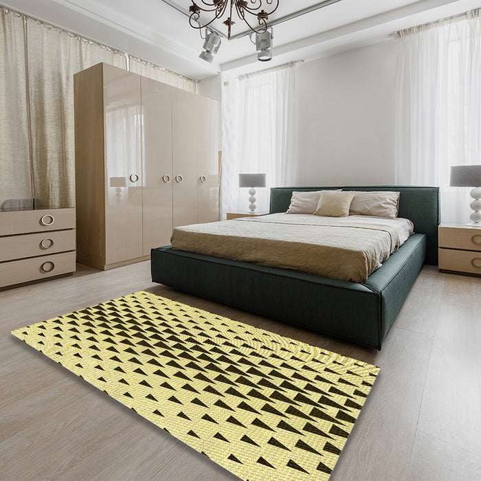 Patterned Oak Brown Rug in a Bedroom, pat3799yw