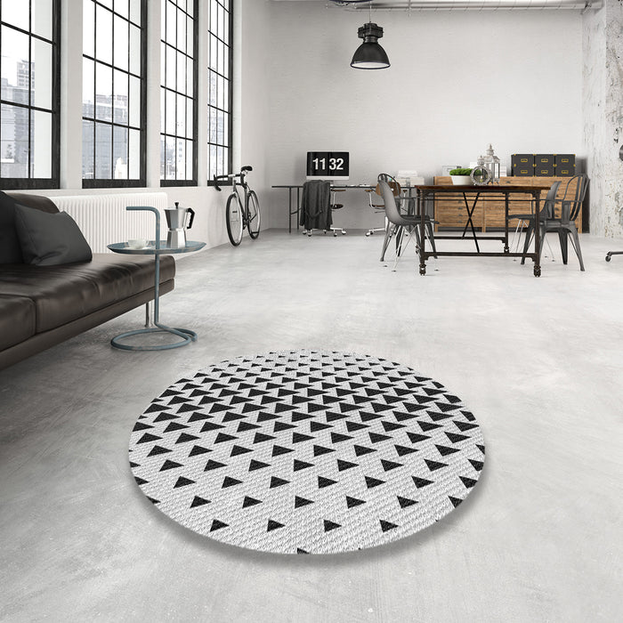Round Machine Washable Transitional Gray Rug in a Office, wshpat3799