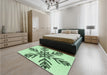 Machine Washable Transitional Mint Green Rug in a Family Room, wshpat38grn