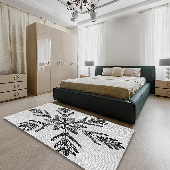 Patterned Platinum Gray Rug in a Bedroom, pat38gry