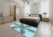Patterned Deep-Sea Green Rug in Family Room, pat38lblu