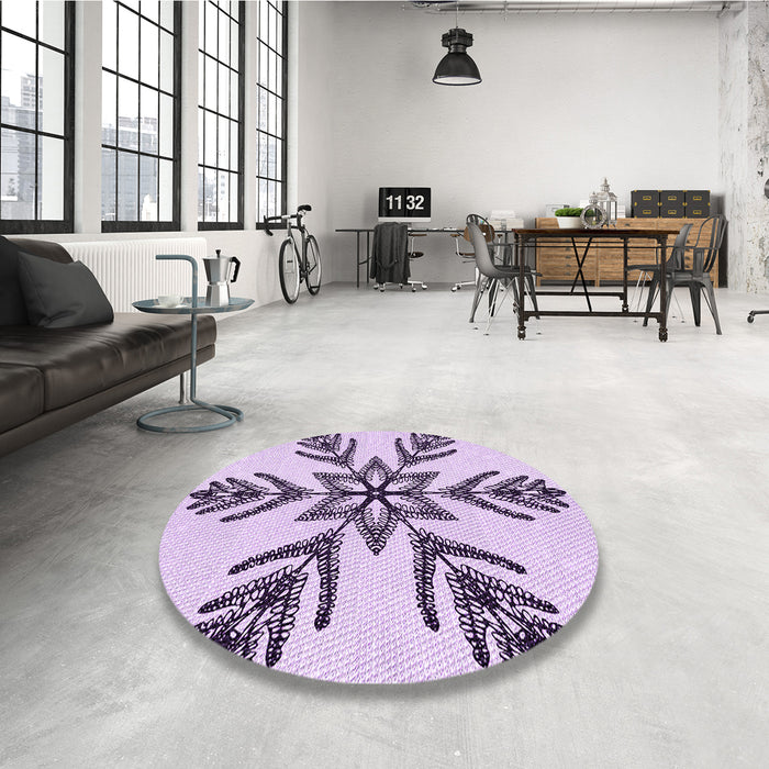 Patterned Purple Flower Purple Rug in a Kitchen, pat38pur