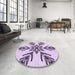 Patterned Purple Flower Purple Rug in a Kitchen, pat38pur