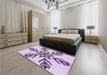 Machine Washable Transitional Purple Flower Purple Rug in a Family Room, wshpat38pur