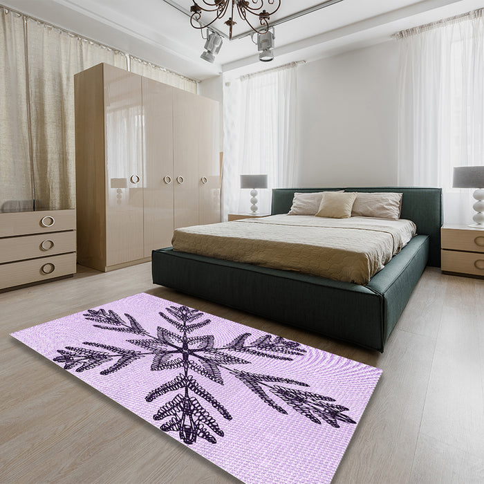 Machine Washable Transitional Purple Flower Purple Rug in a Family Room, wshpat38pur