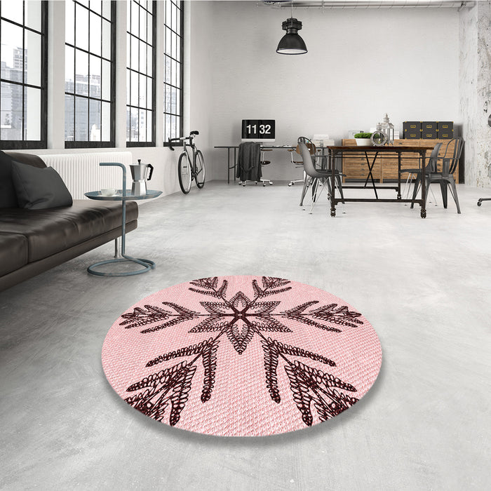 Patterned Light Rose Pink Rug in a Kitchen, pat38rd