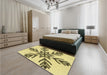 Patterned Sun Yellow Rug in a Bedroom, pat38yw