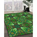 Machine Washable Transitional Dark Forest Green Rug in a Family Room, wshpat3800grn