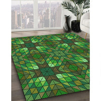 Patterned Dark Forest Green Rug, pat3800grn