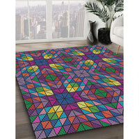 Patterned Plum Purple Modern Rug, pat3800