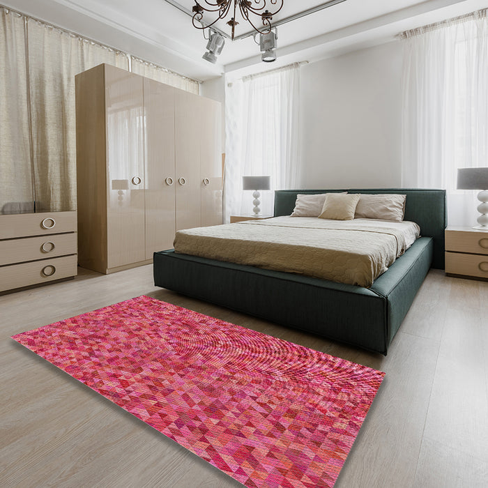 Machine Washable Transitional Red Rug in a Bedroom, wshpat3802