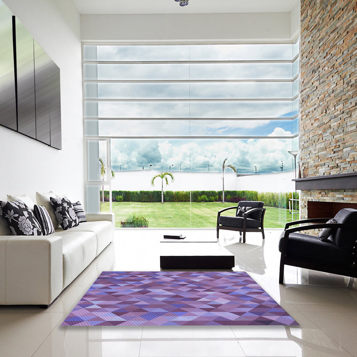 Square Patterned Purple Violet Purple Rug in a Living Room, pat3803blu