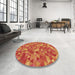 Round Patterned Orange Rug in a Office, pat3803brn