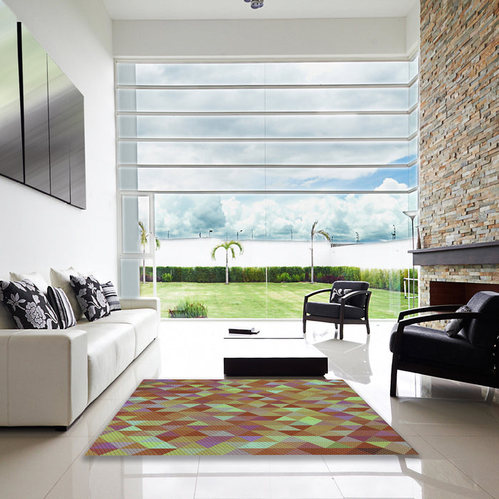 Square Patterned Chestnut Red Rug in a Living Room, pat3803lblu