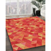 Machine Washable Transitional Neon Orange Rug in a Family Room, wshpat3803org