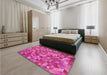 Patterned Deep Pink Rug in a Bedroom, pat3803pur