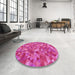 Round Patterned Deep Pink Rug in a Office, pat3803pur