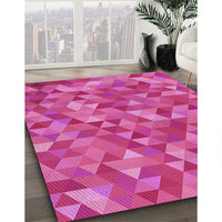 Patterned Deep Pink Rug, pat3803pur