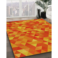 Patterned Neon Red Rug, pat3803yw